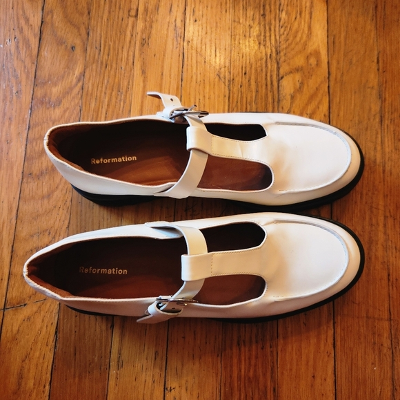 REFORMATION Abalonia Chunky White Mary Janes - Picture 7 of 12